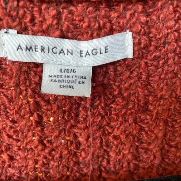 AEO Rust Orange Red Knit Cozy Cardigan Sweater Womens Size Large New - Picture 4 of 9